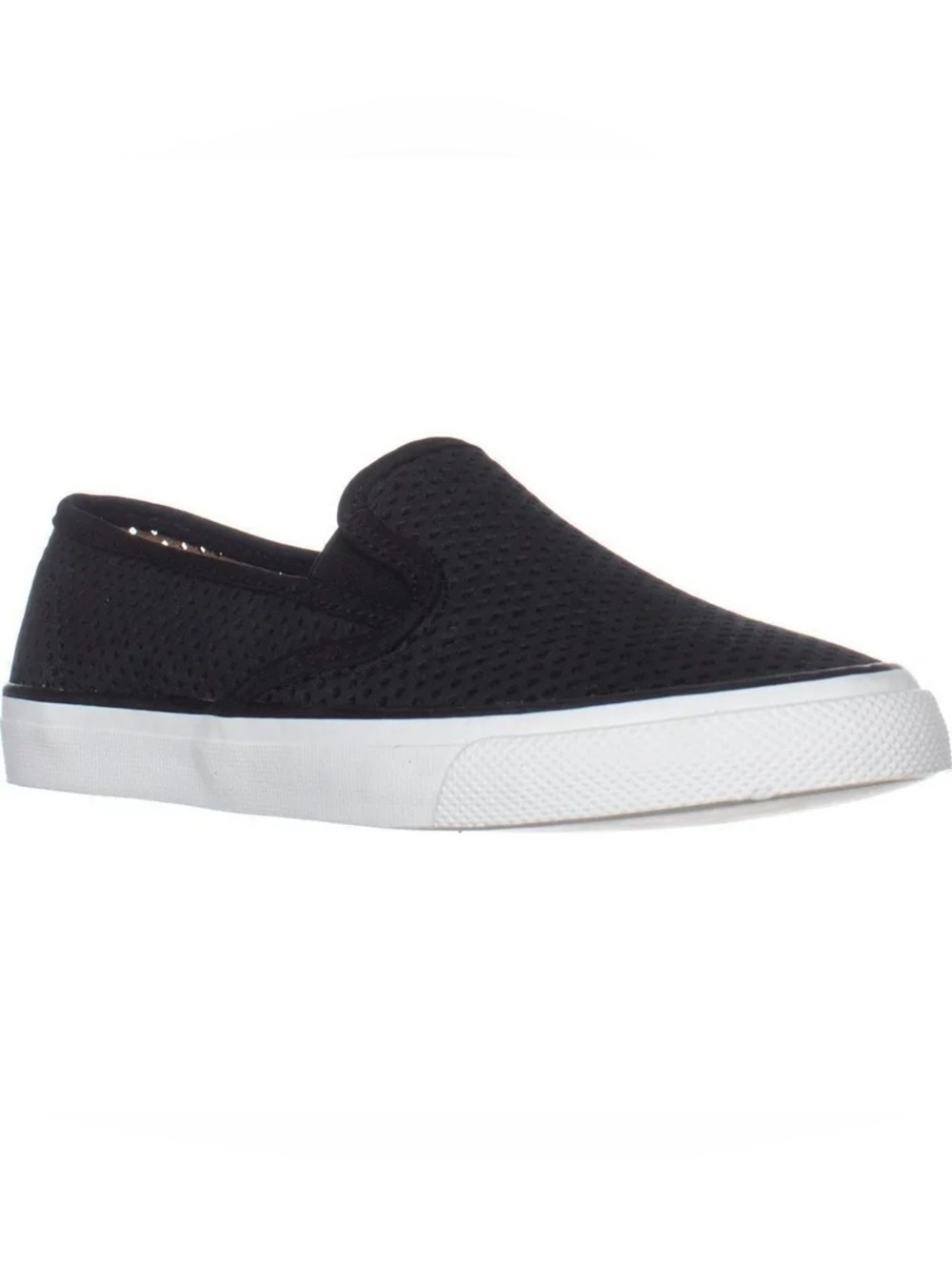 Sperry Seaside Perforated Black Slip On Sneakers Size 8 Nautical Minimalist